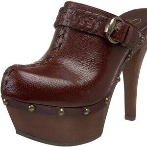 Jessica Simpson Leather Studded Platform Clog in 'Rugged Brown' Winsy Size 8B